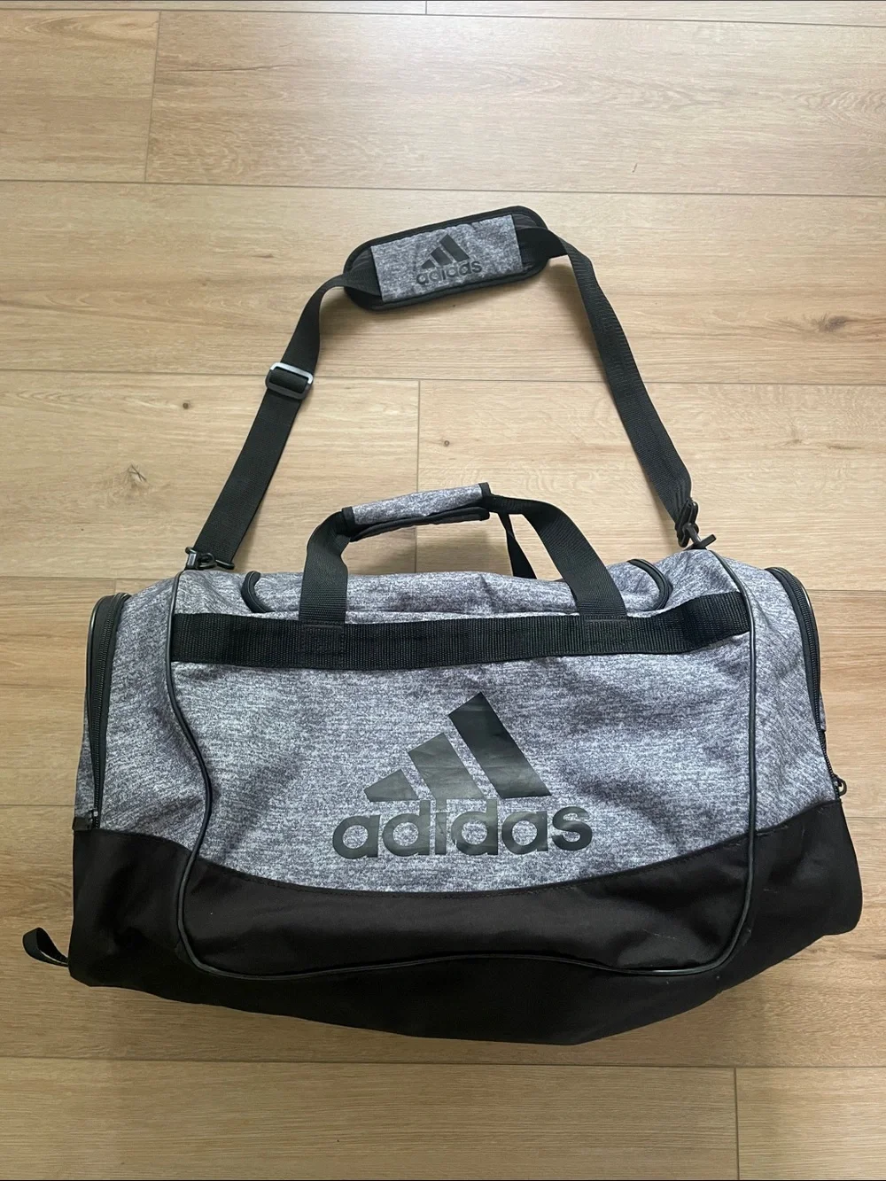 Adidas Heather Gray & Black Sports Duffel Bag LG